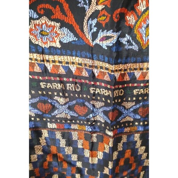 FARM Rio Maxi Dress M Blue Ainika Tapestry Tribal Aztec High Neck Party Resort - Picture 11 of 13